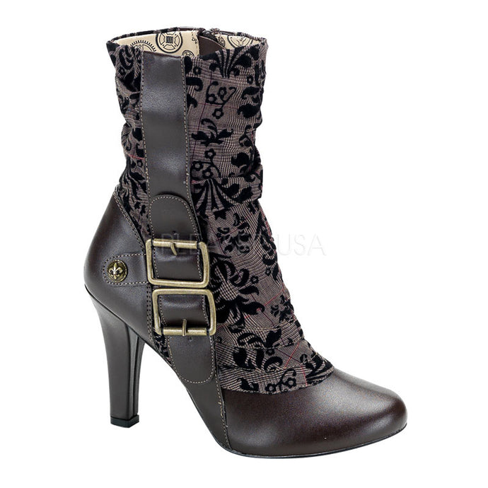 Tesla 106-Steampunk elegant high heel calf boot